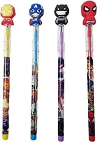 kidzify 6 Pcs Superheroes Stacker Pencil set Navratri Gifts For Girls /Kanjak Gifts /Birthday Return Gifts In Bulk For Kids, Girls, Boys (Multicolour, Pack Of 6)-thumb1