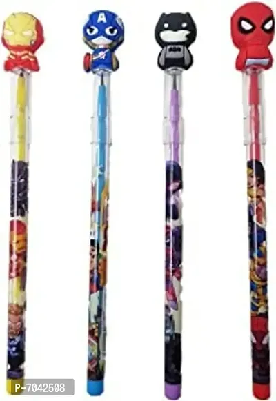 kidzify 6 Pcs Superheroes Stacker Pencil set Navratri Gifts For Girls /Kanjak Gifts /Birthday Return Gifts In Bulk For Kids, Girls, Boys (Multicolour, Pack Of 6)-thumb2