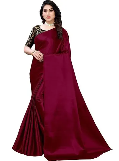 Ghan Sals Womens Trendy Satin Silk Saree With Unstiched Blouse Piece(MATKA NEW)