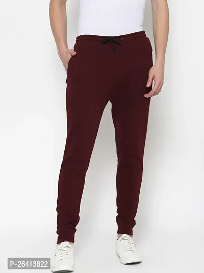 Comfortable Maroon Polycotton Regular Track Pants For Men-thumb0