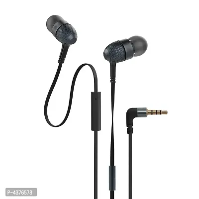 Stylish Black Wired In-ear Earphone with Mic-thumb0