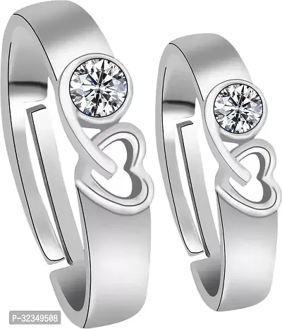 Classic Heart with Crystal Couple Ring-thumb0