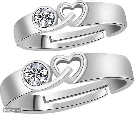 Classic Crystal Heart Love Birds Couple Ring-thumb0