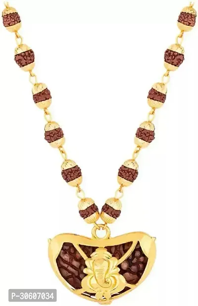 Gold Plated Rudraksha Pendant With Chain-thumb0