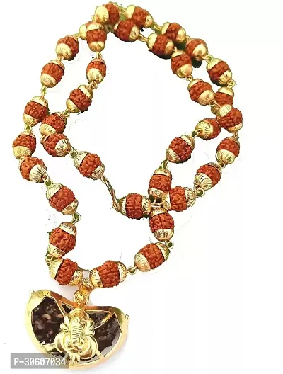 Gold Plated Rudraksha Pendant With Chain-thumb3