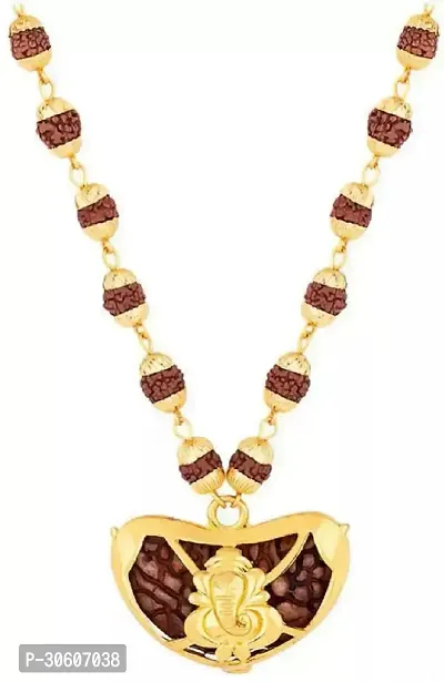 Gold Plated Rudraksha Pendant With Chain For Men And Women