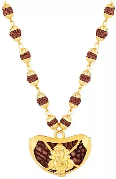 Plated Rudraksha Pendant With Chain For Men And Women