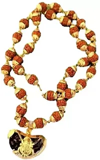 Gold Plated Rudraksha Pendant With Chain For Men And Women-thumb1