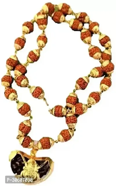 Gold Plated Rudraksha Pendant With Chain For Men And Women-thumb2