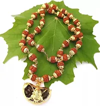 Gold Plated Rudraksha Pendant With Chain For Men And Women-thumb2