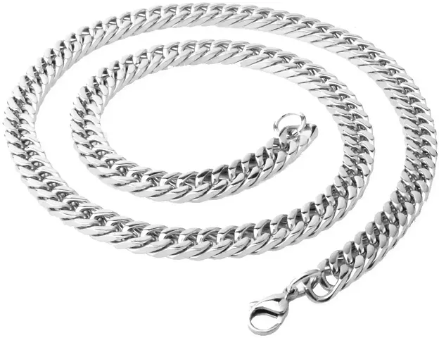 Yellow Chimes Trendy Classic Stainless Steel Curb Chain Silver Necklace, Silver Plated Chain for Men (Silver) (Ycssch-24Curb-Sl)