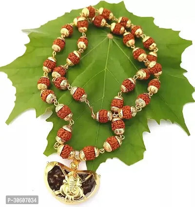 Gold Plated Rudraksha Pendant With Chain-thumb2