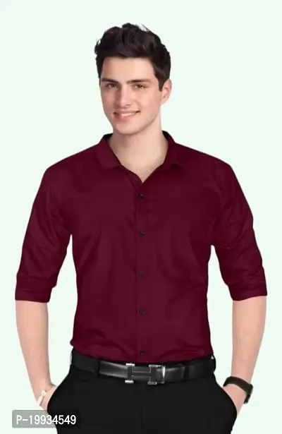 Cotton Shirt for Mens || Plain Solid Full Sleeve Shirt || Regular Fit Casual Shirts for Mens With Pocket-thumb0