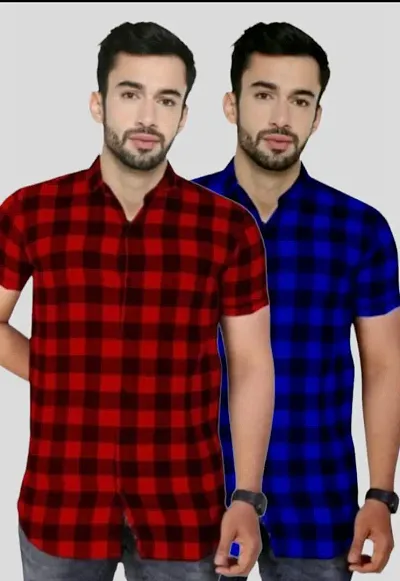 Mens Checkered Slim fit Casual Shirt, Pack of 2