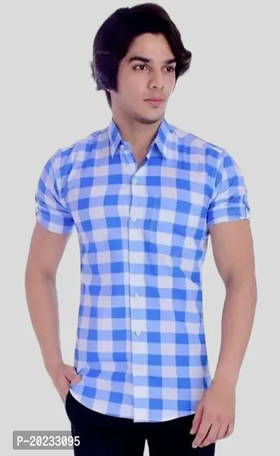 Stylish Premium Cotton Printed Mens Shirt / Designer checks SHIRT / Mens Cotton CHECKS Half Sleeve Shirts-thumb0