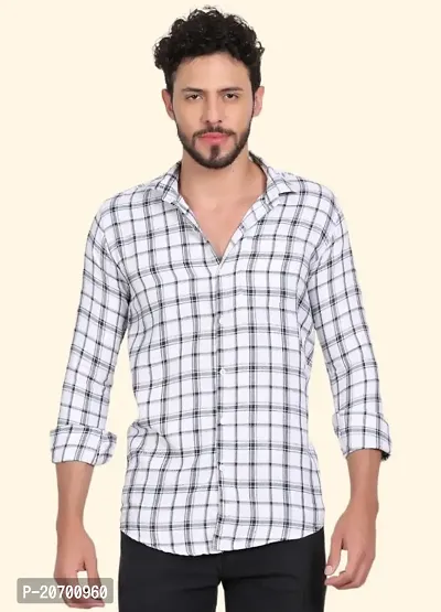 Stylish Polycotton Checked Long Sleeves Casual Shirt for Men-thumb0