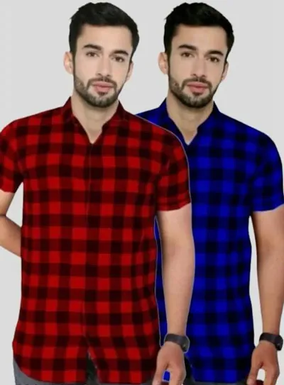 Stylish Premium Cotton Printed Mens Shirt Half Sleeve Pack of 2