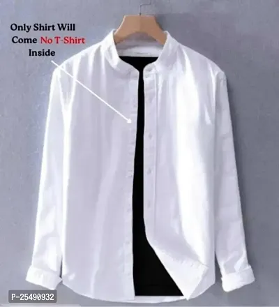 Cotton Shirt for Mens || Plain Solid Full Sleeve Shirt || Regular Fit Casual Mandarin Shirts for Men. Pack of 1-thumb0