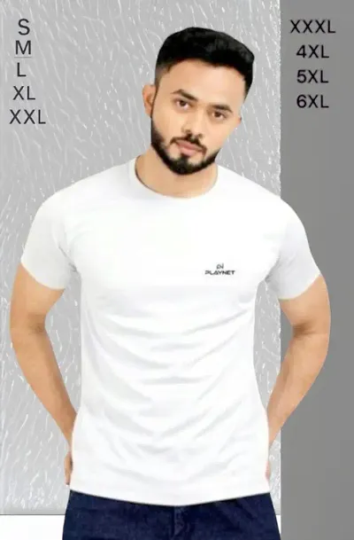 Fancy Elegant Latest Polyester Lycra Solid Regular Round Neck Half Sleeve T-shirts For Men