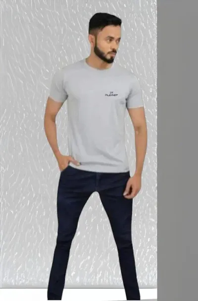 Pretty Modern Polyester Lycra Solid Regular Round Neck Half Sleeve T-shirts For Men