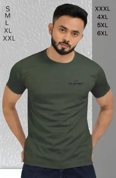 Modern Stylish Polyester Lycra Solid Regular Round Neck Half Sleeve T-shirts For Men