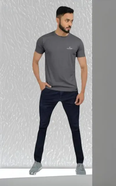 Pretty Latest Polyester Lycra Solid Regular Round Neck Half Sleeve T-shirts For Men
