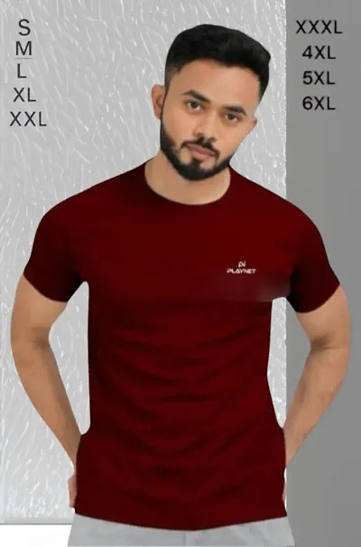 Comfy Sensational Polyester Lycra Solid Regular Round Neck Half Sleeve T-shirts For Men