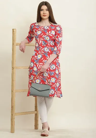 Classic Crepe Floral Printed A-Line Kurti