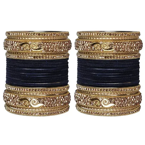 Beautiful Stones Work Charming Lac Kada Bangle With Velvet Bangles Set for Women & Girls Jewellery (Pista, 2.8)