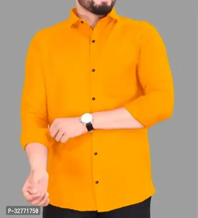 Reliable Yellow Polyester Solid Casual Shirt For Men-thumb0