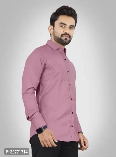 Reliable Pink Polyester Solid Casual Shirt For Men-thumb0