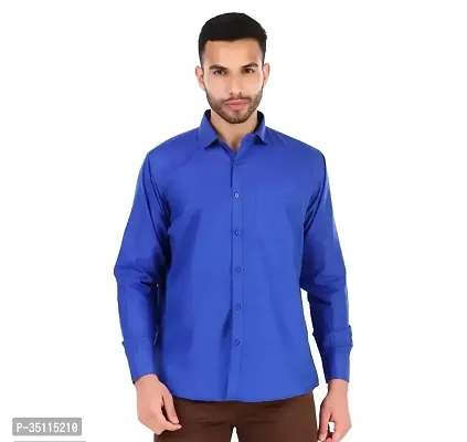 Stylish Cotton Blend Solid Long Sleeves Shirt For Men-thumb0