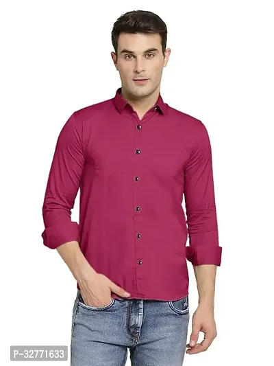 Reliable Pink Polyester Solid Casual Shirt For Men-thumb0