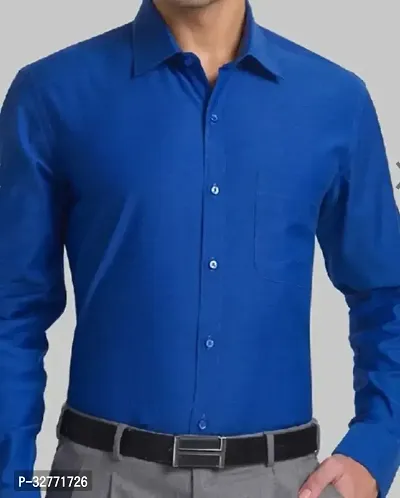 Reliable Blue Polyester Solid Casual Shirt For Men-thumb0