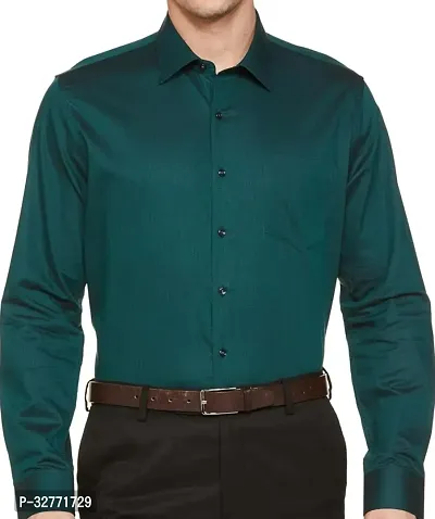 Reliable Green Polyester Solid Casual Shirt For Men-thumb0