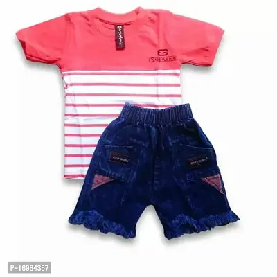 Fabulous Pink Cotton Printed T-Shirts with Shorts For Boys-thumb0