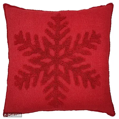 Home Decorative Chirstmas Design One SnowFlakes Cushion Cover 24x24 Inches -Set of 1-Red-thumb0