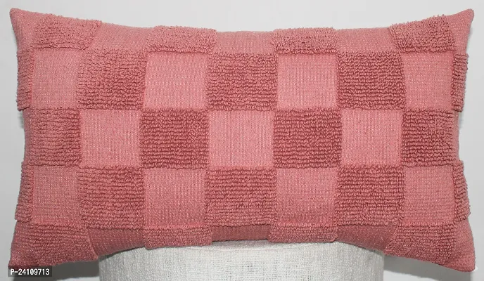 Stylish Home Decorative Knitting Cotton Pillow Cover 14x24 Inches Pack of 1-Maroon-thumb0