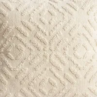 Stylish Home Decorative Cotton Knitting Diamond Cushion Cover Set of 1-18x18 Inches-Ivory-thumb1