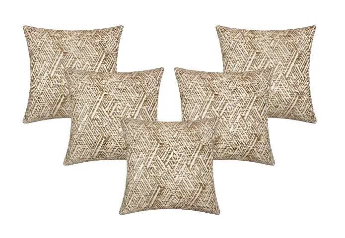 Stylish Geometric Design Cotton 18x18 inches Cushion Covers Set of 5-(Yellow)-2