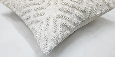 Stylish Home Decorative Cotton Knitting Diamond Cushion Cover Set of 1-18x18 Inches-Ivory-thumb2