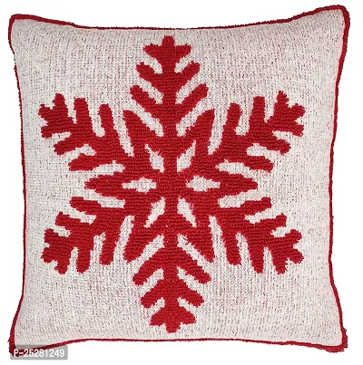 Home Decorative Christmas Design One Snowflake Cushion Cover 18x18 Inches -Set of 1-Ivory