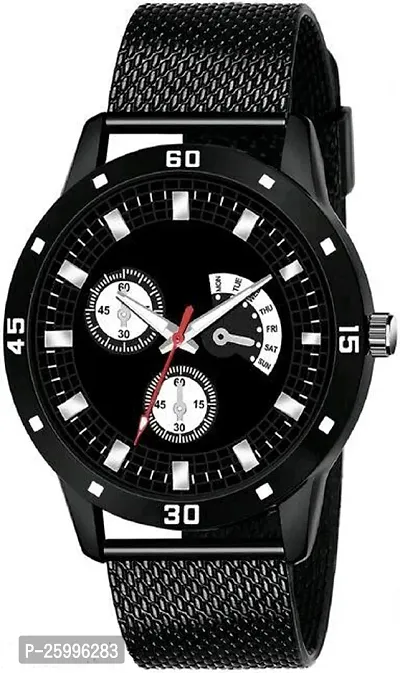 Elegant Black Metal Watch For Men