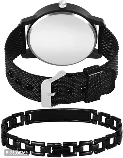 Elegant Black Metal Watch With Bracelet For Men-thumb2