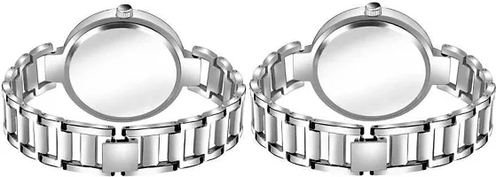 ONIR Enterprise Stylish Silver Silicone Analog  For Women pack of 2-thumb1