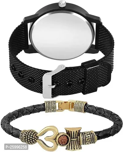 Elegant Black Metal Watch With Bracelet For Men-thumb2