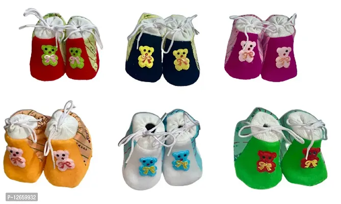Kids shoes /Kids Footwear/Baby shoes/ Baby Booties/ Booties/ New born baby shoes for baby boy and baby girl with fancy bunny (up to 0-6 months I Pack of 6 I Multicolor I Length - 10.5 cm head to toe I-thumb0