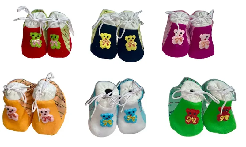 Kids shoes /Kids Footwear/Baby shoes/ Baby Booties/ Booties/ New born baby shoes for baby boy and baby girl with fancy bunny (up to 0-6 months I Pack of 6 I Multicolor I Length - 10.5 cm head to toe I