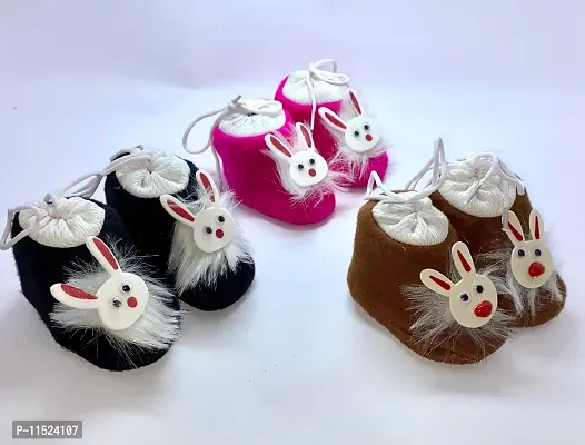 Kids shoes /Kids Footwear/Baby shoes/ Baby Booties/ Booties/ New born baby shoes for baby boy and baby girl with fancy bunny (up to 0-6 months I Pack of 6 I Multicolor I Length - 10.5 cm head to toe I-thumb3