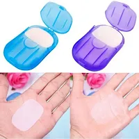 ARV Disposable Mini Soap Paper Travel Hand Washing Box (Random Color) ( 120 Pcs Pack of 6 Box)-thumb1